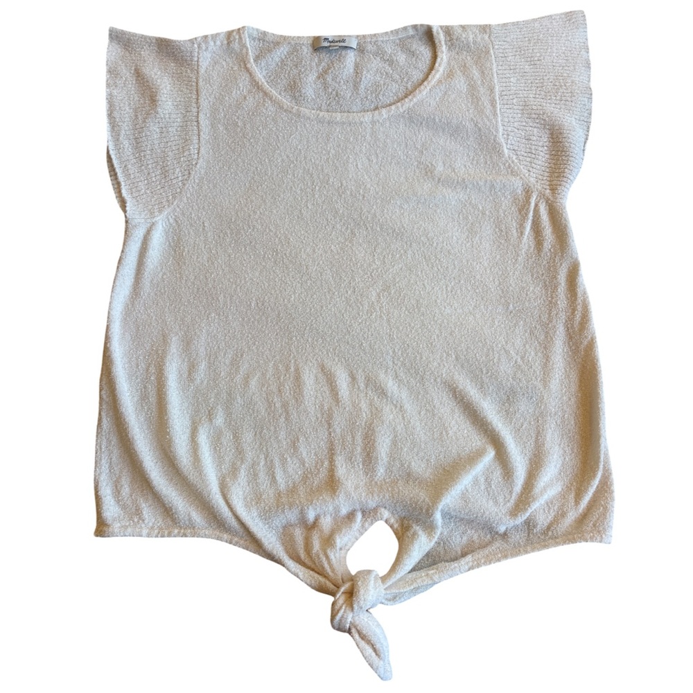 Madewell Cream Short Sleeve Knot Front Tee Xl